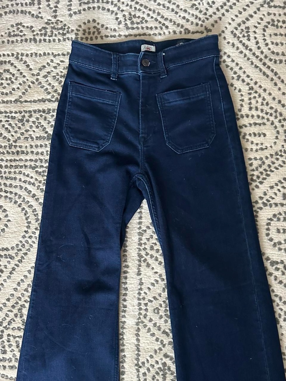 Faherty Navy High-Rise Straight Jeans